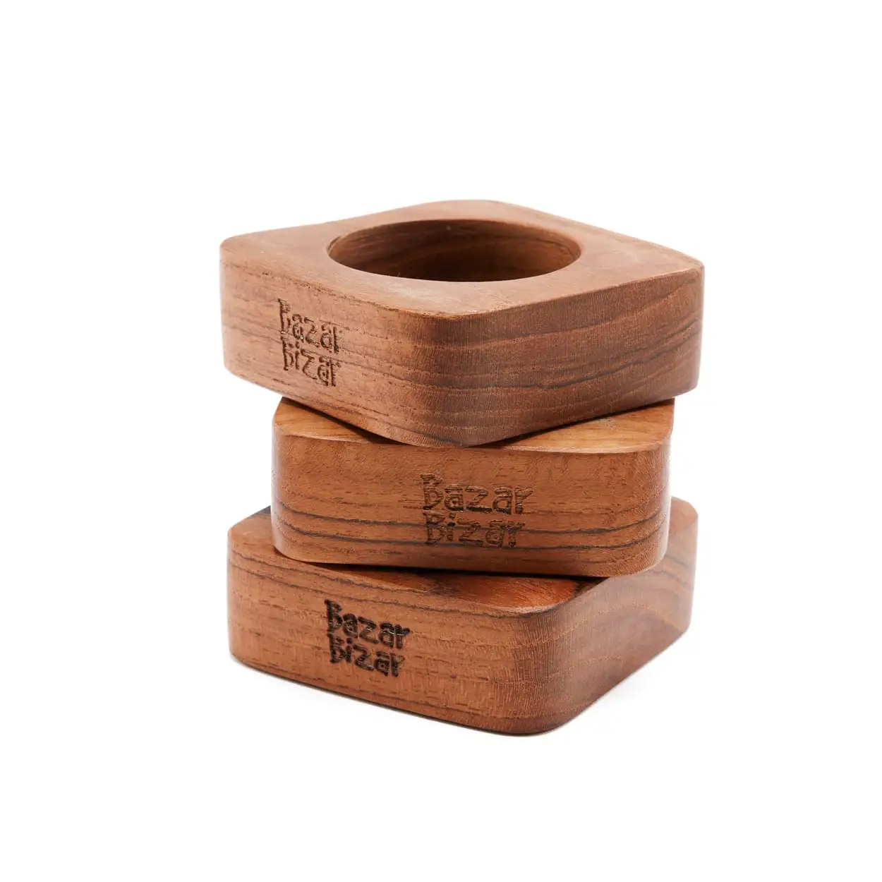 Bazar Bizar Rond de serviette en racine de teck - Set de 4 – Image 12
