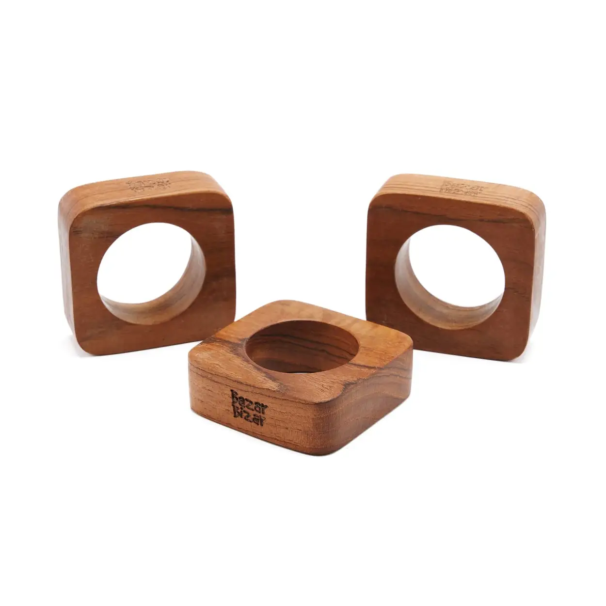 Bazar Bizar Rond de serviette en racine de teck - Set de 4 – Image 13