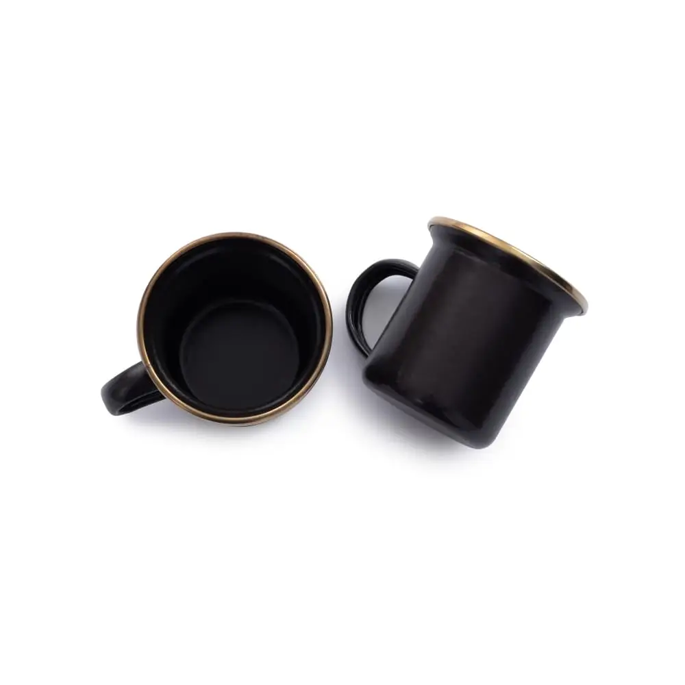 Emaille espresso kop set 2 stuks steenkool - Afbeelding 3