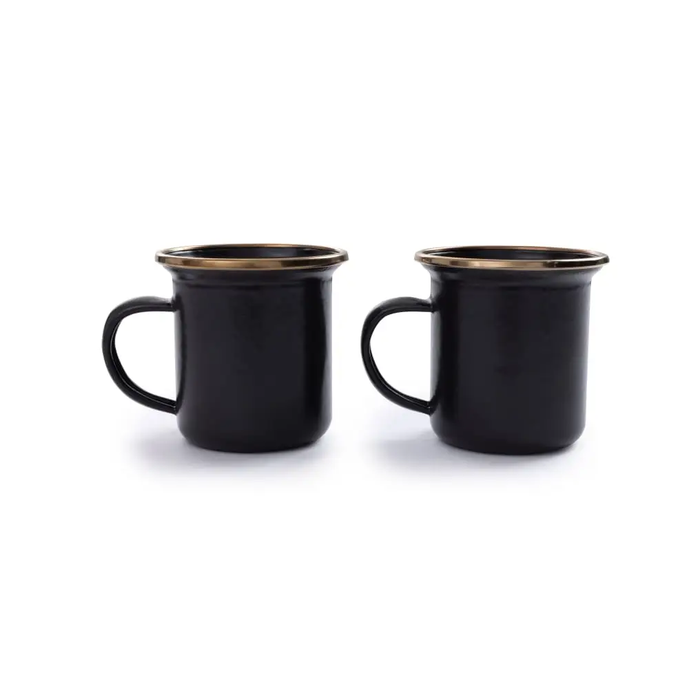 Emaille espresso kop set 2 stuks steenkool - Afbeelding 5