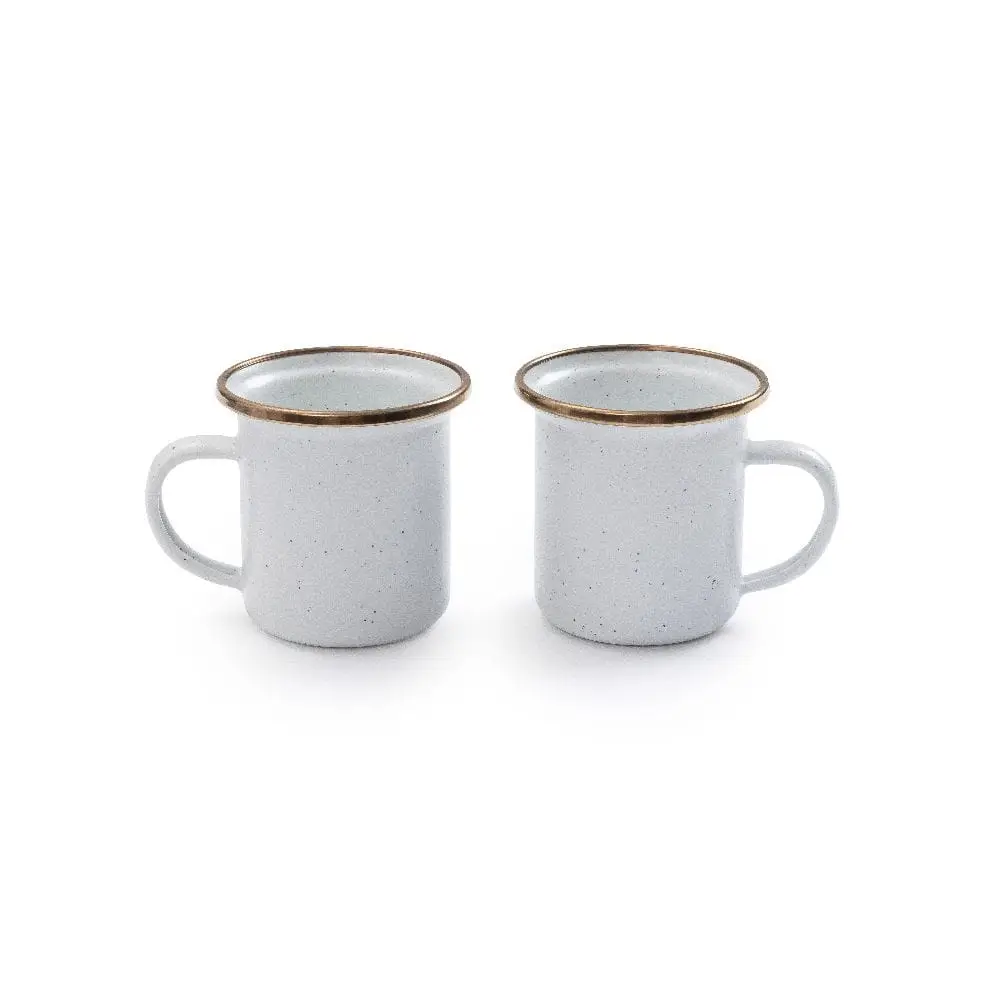 Emaille espresso kop set 2 stuks egg shell - Afbeelding 2