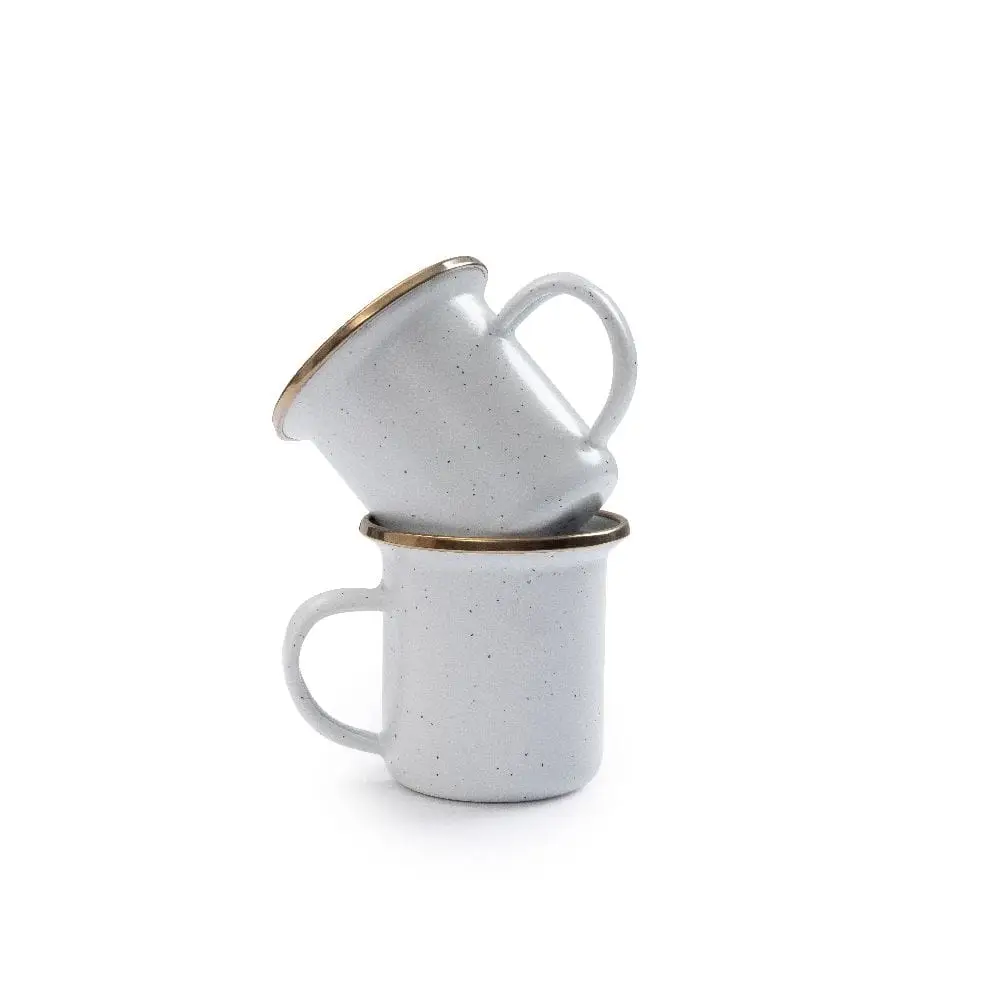 Emaille espresso kop set 2 stuks egg shell - Afbeelding 6
