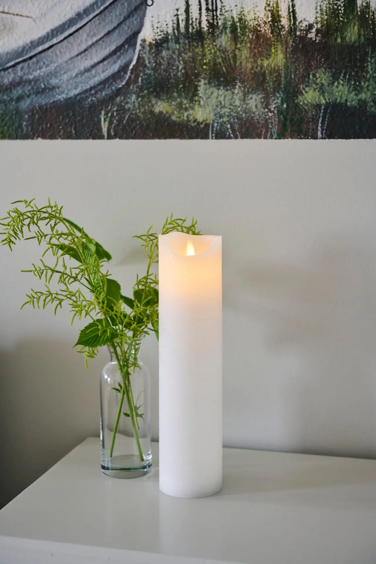 Kaars Sara oplaadbaar wit Diam 7,5cm x H 30cm - Afbeelding 5