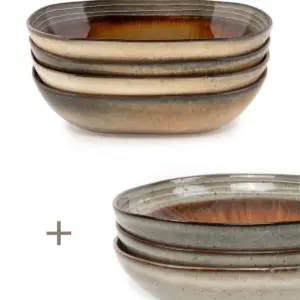 Set Bazar Bizar De Ovale Comporta Kom – L – Set van 4 & Bazar Bizar Het Comporta Pastabord – L – Set van 4