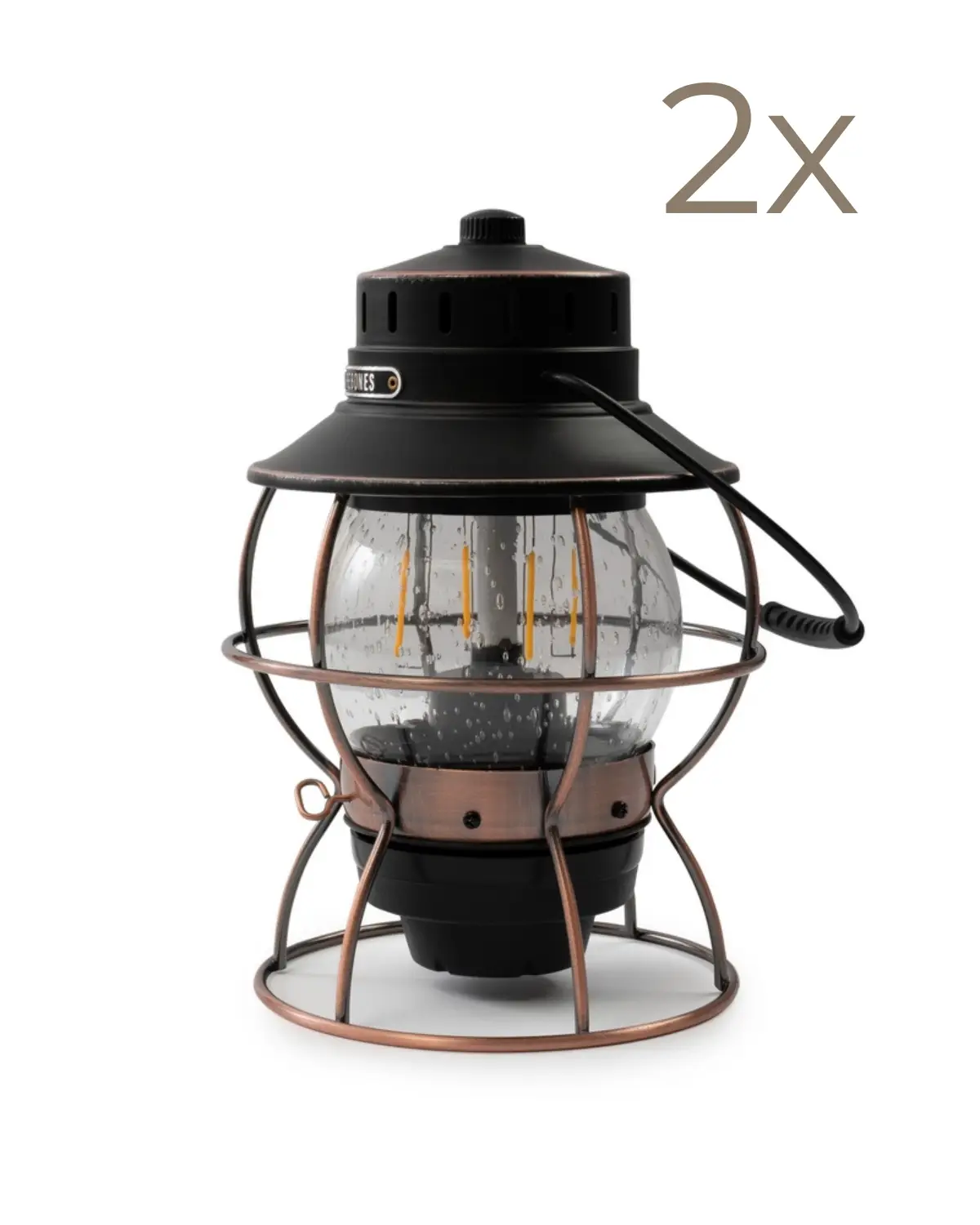 Railroad lantern antique bronze - set of 2